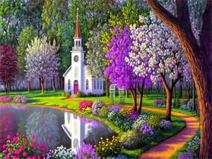 Алмазная мозаика   по номерам 30 х 40см "Цветущий сад" Разноцветный Unison (GLD60786)