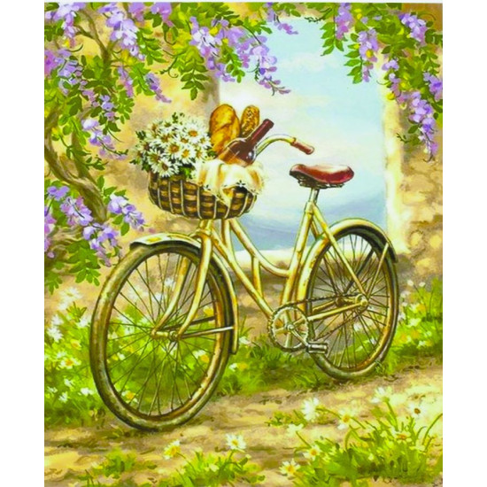 Картина по номерам "Велосипед в цветах" 40*50см,крас.-акрил,кисть-3шт (9354)