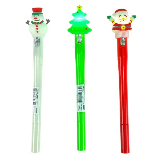 Ручка кулькова новорічна з підсвічуванням (9149)