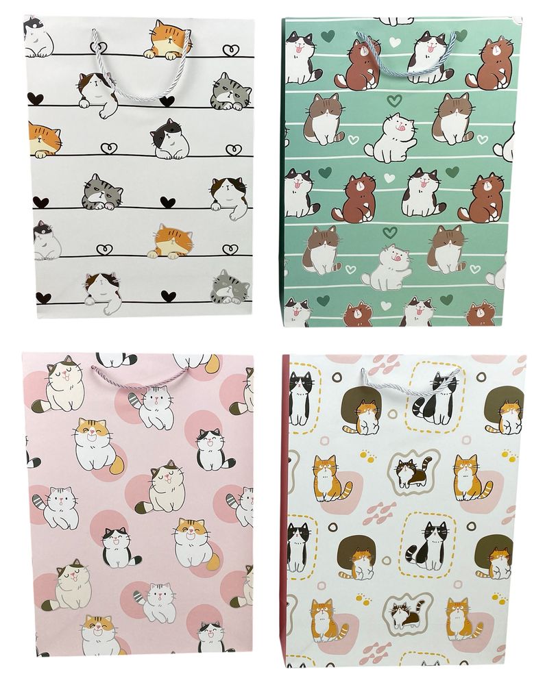 Пакет подарочный с фольгой 26 х 32 х 12см, 210гр, Котики (526C-M)