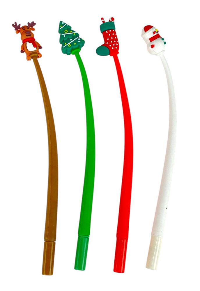 Ручка гелева синя 0,5мм Новорічна (B3835)