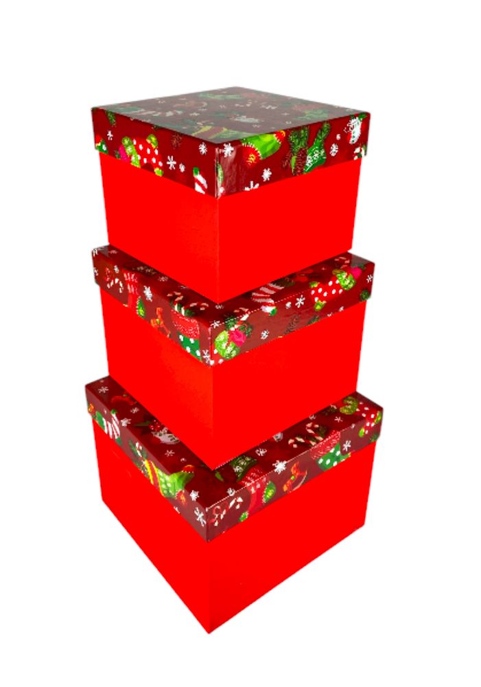 Подарочная  коробка прямоугольная 23,7 х 23,7 х 17,7см     3шт. в наборі (108057)