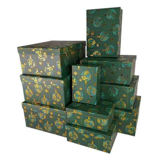 Подарочная новогодняя коробка прямоугольная 37,5 х 29 х 16см  , 10шт/наб (105698)