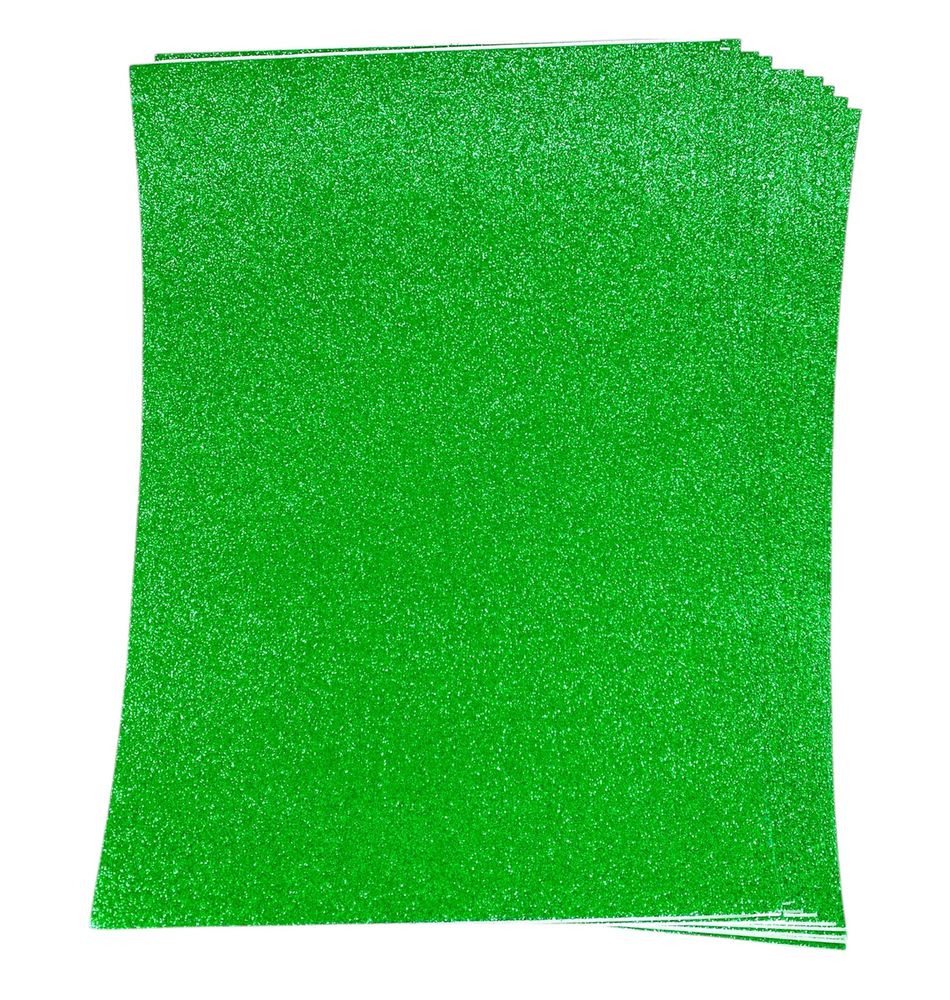 Фоаміран 1,7мм з глітером,  10 аркушів 20х30 - яскраво-зелений (самоклейка) Зелений Josef Otten (17GLKA4-011)