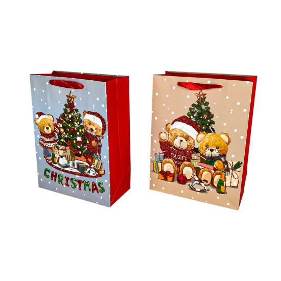 Пакет подарунковий  новорічний, 4 дизайни, 210g , 26 х 32 х 10 см (ZXB-1057M)