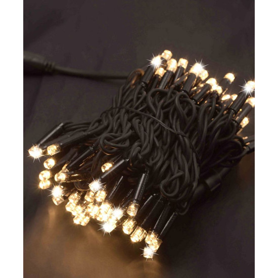 Вулична  100 LED,  10м,  чорний провід 3,3мм, теплий білий (1431-07)
