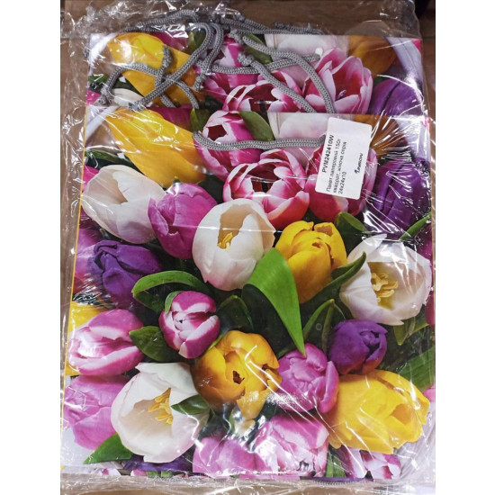 Пакет подарунковий жіноча серія 150g, 24 х 24х 10 см (12шт/уп) Різнокольоровий Unison (PVM242410W тюльпан)