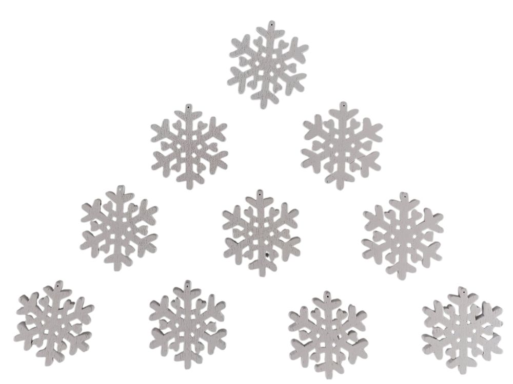 Деревянная снежинка-подвеска с сердечками 2 х 3см, белая, 10шт (TK-011)