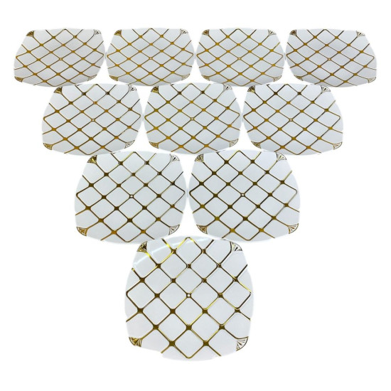 Тарілки золоті  пластикові багаторазові квадратні 18 х 18см , 10шт/уп (7500-204)