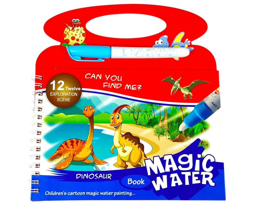 Альбом для розфарбовування водою "Динозаври" 20 х 14см,  4 аркуші + маркер Unison (211-1)