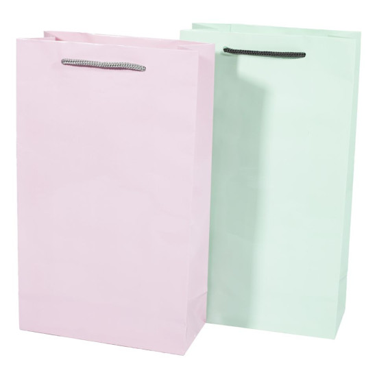Пакет паперовий 130g середній, однотонні - пастель, mix, 17х26х8см (PVM172608P)