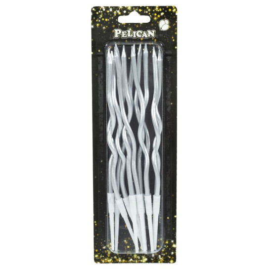 Набір свічок для торту "Коктейльний 12см",  СРІБЛО  12шт/уп (868252)