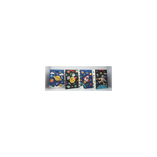 Пакет подарунковий 9035B, "Космос", 4 дизайни, 210g , 26x32x10cm Різнокольоровий Unison (9035B)