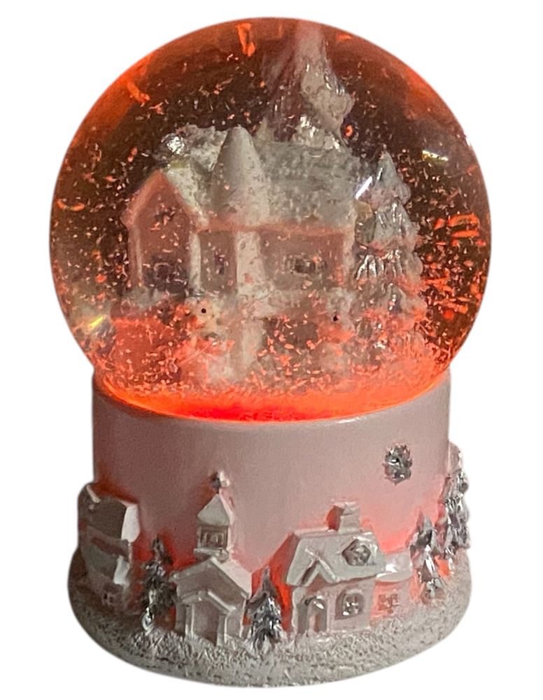 Сувенір, що світиться,  "Куля снігова 65мм - Санта Клаус, Сніговик, будиночок" 4 види (9803)