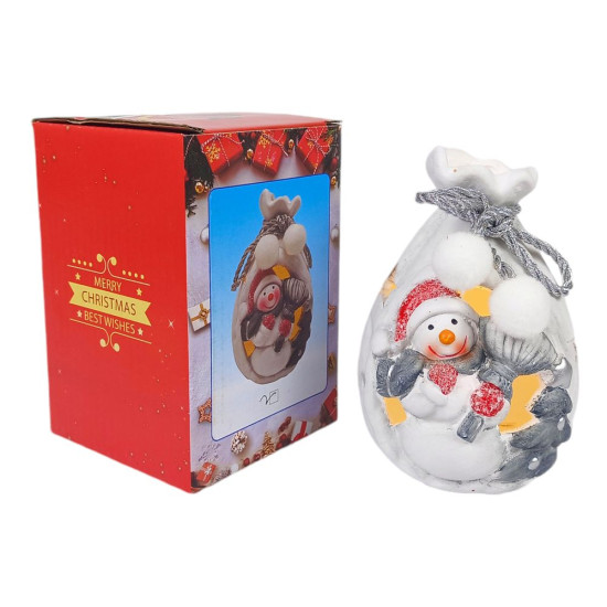 Сувенір декоративний, що світиться, LED "Мішечок -  Санта Клауса,Сніговика" 12,5 х 8,5см (2442)