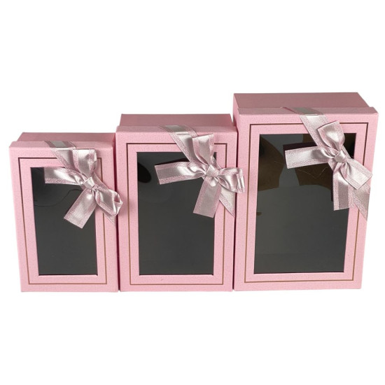 Набір коробок 3 шт з прозорими кришками (2151L  pink)