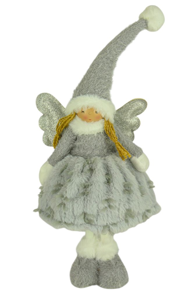 Новорічна м'яка іграшка Фея, що стоїть, сіра  50 см (L01152)