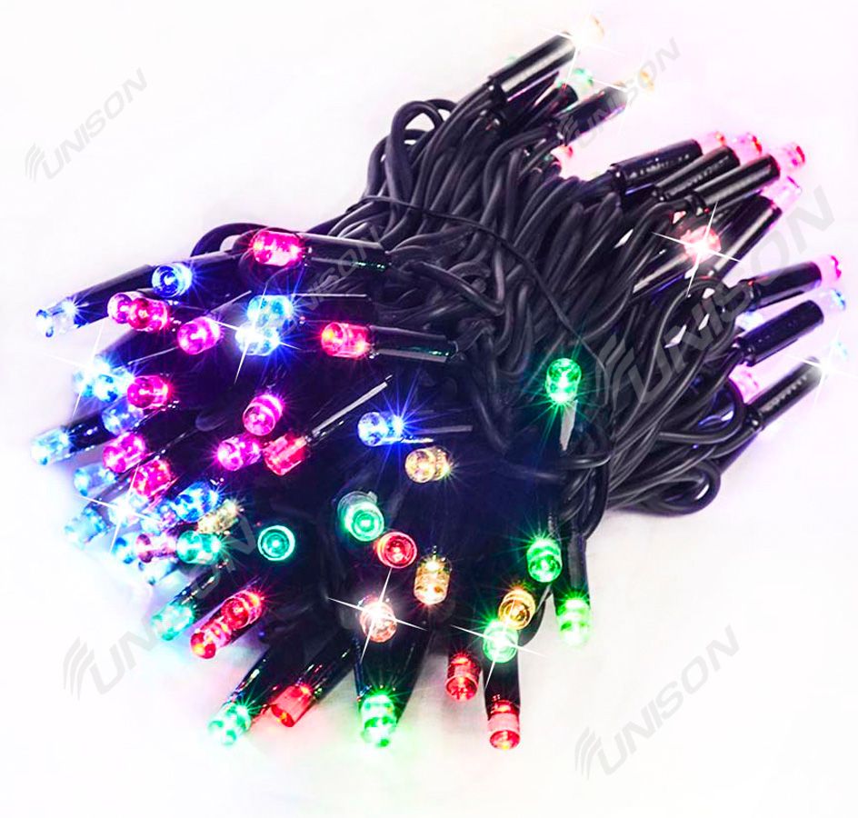 Вулична 100 LED+ FLASH,  10м,  чорн/каучук  2мм, мульті (1423-54)