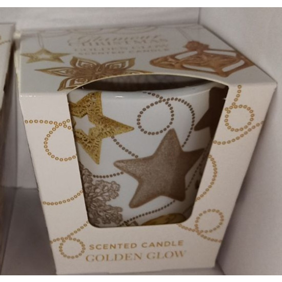 Свеча ароматическая "Glamour Christmas" «Гламурное Рождество» (Золотое сияние) Белый Bartek Candles (72083)