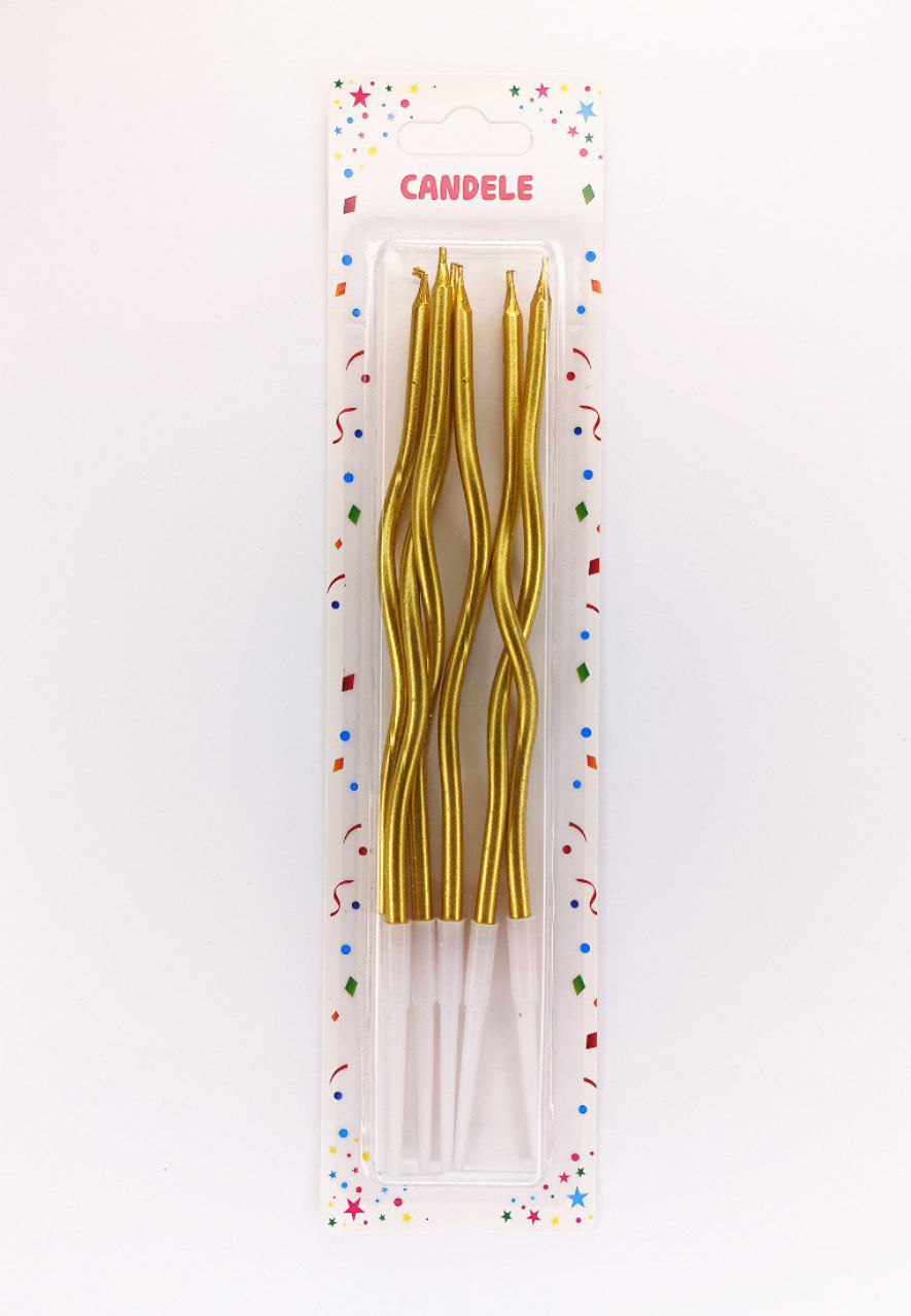 Набір свічок для торту "Коктейльний 16см", ЖОВТЕ ЗОЛОТО, 6шт/уп Золотий Unison (Y-1  yellow gold)