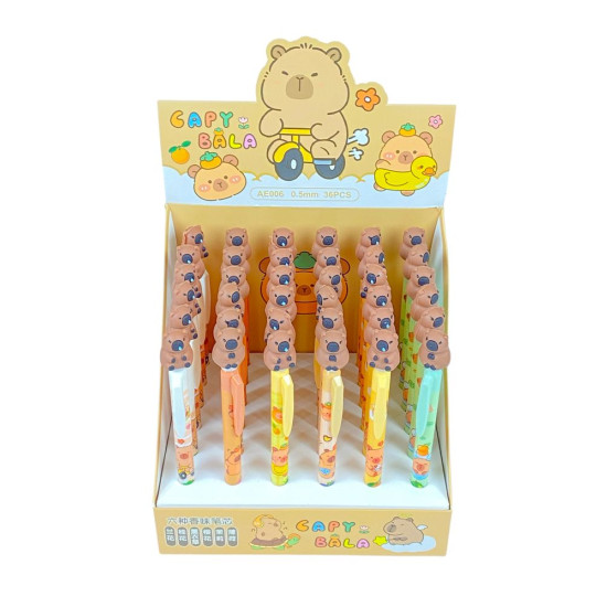 Ручка гелева "Capybara"  синя, mix (006-2AE)