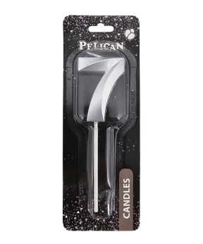 Свічка-цифра 3D  для торта  "7", срібло 5см (863217)