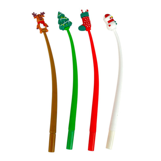 Ручка гелевая синяя 0,5мм Новогодняя (B3835)