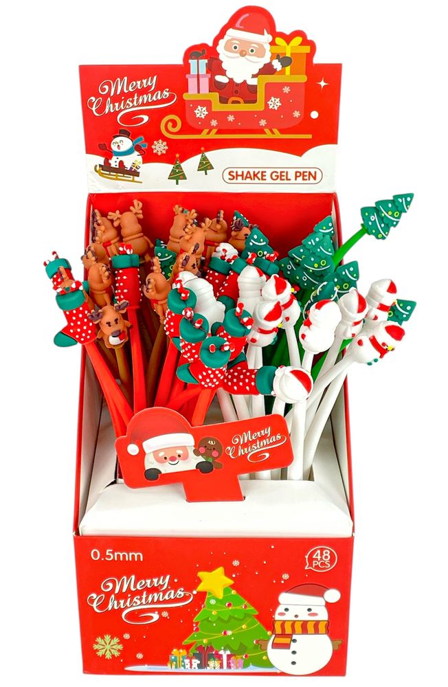 Ручка гелевая синяя 0,5мм Новогодняя (B3835)