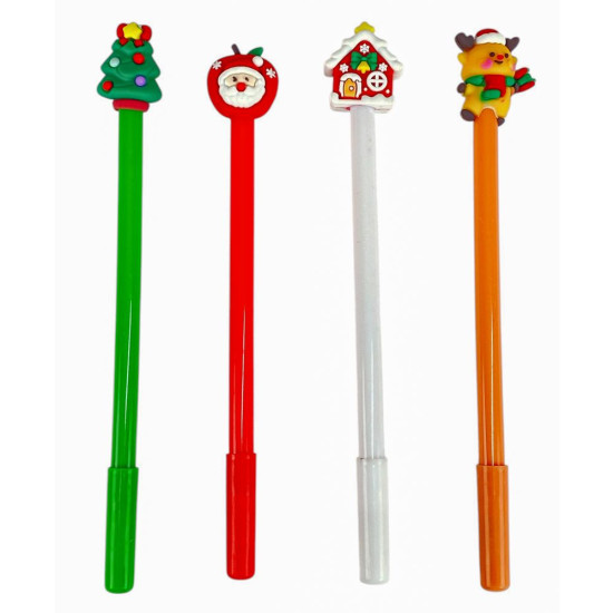 Ручка гелевая синяя 0,5мм Новогодняя (13589)