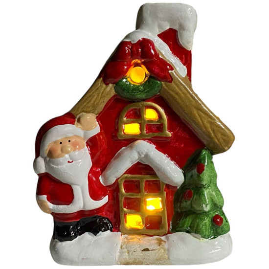 Сувенір декоративний, що світиться, LED "Будиночок Санта Клауса,Сніговика" 15,6 х 13см, 2 види (2324)