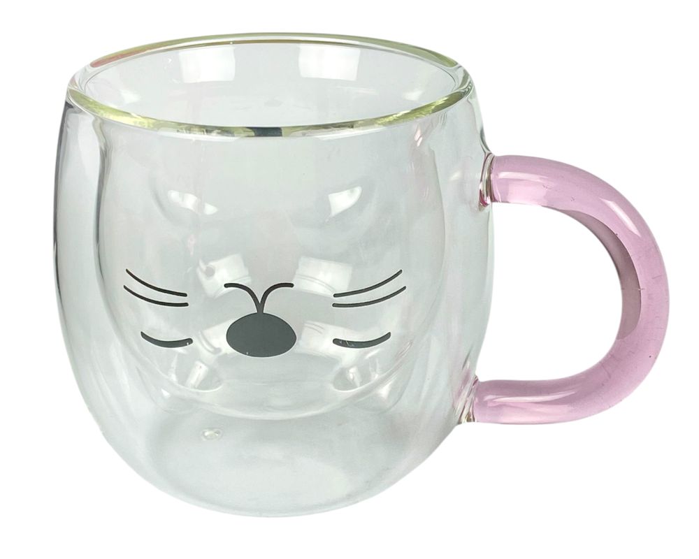 Чашка скляна з подвійним дном 250мл "Кіт" (250-1)