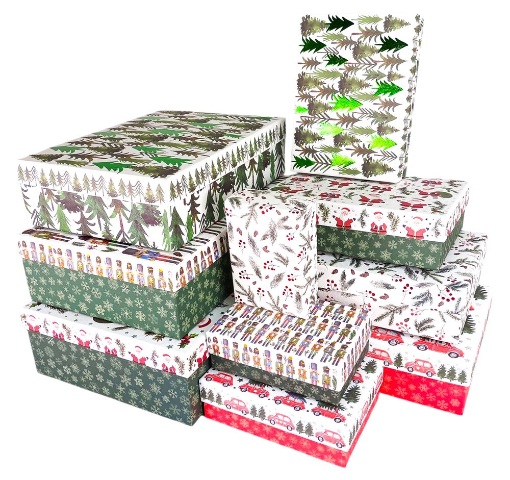 Подарункова новорічна коробка прямокутна  36 х 26 х 11см  , 10шт/наб (108095)