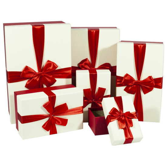 Подарункова коробка LJT-1, прямокутна  червона з білим, 32х21х13.5/29х18х11.5/26х15х9.5/20х13х9/17х11х7.7/16х9.5х6.5cm   6шт. в наборі (LJT-1)