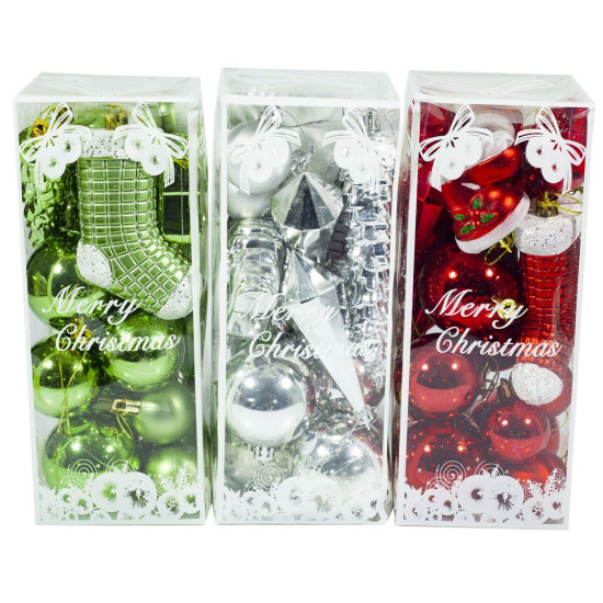 Набір новорічних куль "Мікс новорічний" 21шт, PVC, mix, (6472_1)