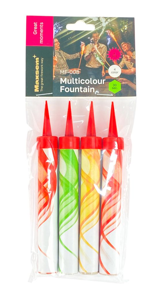 Набір свічок -4 шт кольорові - 10см,  для торта  "Холодний фонтан" (40секунд) Різнокольоровий Без бренду (MF-008)