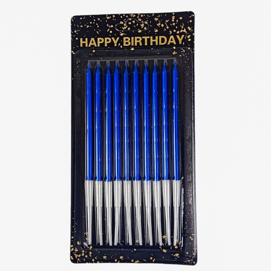 Набір свічок для торта 10 шт, синій, 14 см Синій Без бренду (040557/9331  blue)