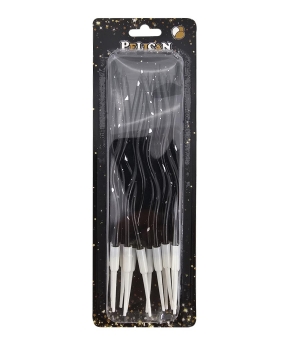 Свічки "Хвилька 12 штук" чорний з срібними крапочками (861113)