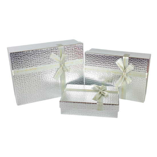 Набір коробок 3 шт прямокутні, 33х 25 х 12см  Крокодил (10236  silver)