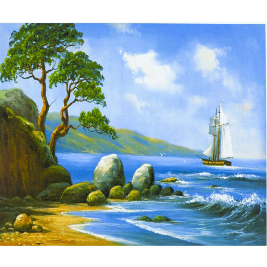 Картина за номерами "Вітрильник біля берега" 40 * 50см, крас.-акрил, кисть-3шт (3093)