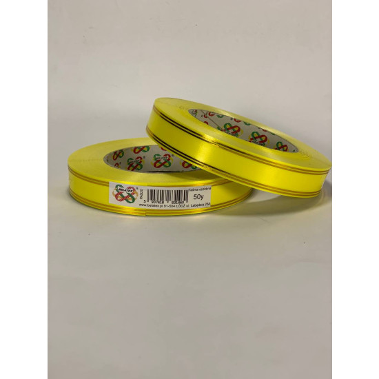 Стрічка пластикова 2см, 50 ярд,  жовта + 2 золоті смужки, BELATEX Жовтий Unison (PAS20 -2 yellow)