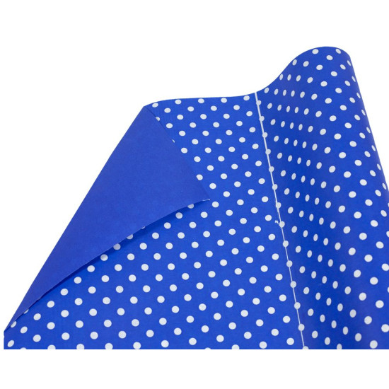 Крафт бумага двосторонняя синяя, в белый горох0,7х8м 60гр. Синий Unison (Пт 857.22)