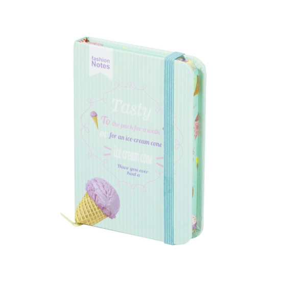 Блокнот NA780087, A7, 80g, гумова стрічка, 80 аркушів,  4 дизайни (NA780087)