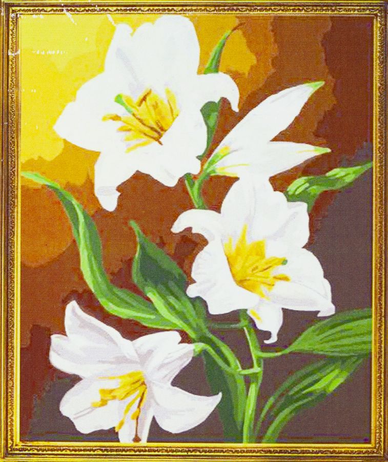 Холст-розмальовка під номерами "Лілії" 40х50см, з набором форб і пензликами 2шт, з рамкою. (468)