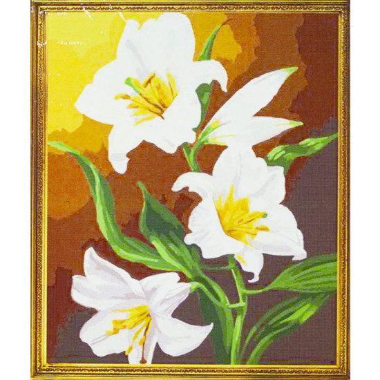 Холст-розмальовка під номерами "Лілії" 40х50см, з набором форб і пензликами 2шт, з рамкою. (468)