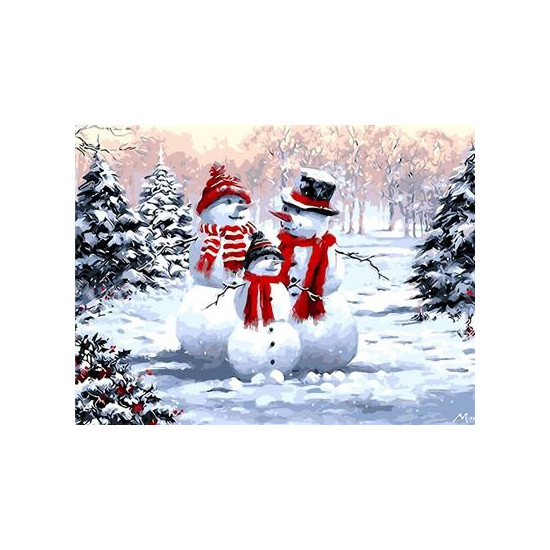 Картина за номерами "Сніговики"40 * 50см, крас.-акрил, кисть-3шт. (1 * 5) (9504)