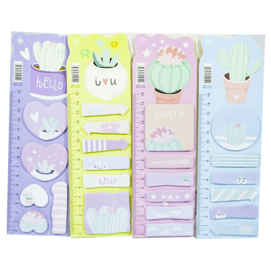 Папір для нотаток +стікер-закладка "Кактус" 5шт по 20листів (24*48) (1123)