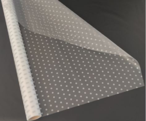 Пленка матовая для цветов 0,6х10м, "ГОРОХ небольшой" серебро (PMP1781)
