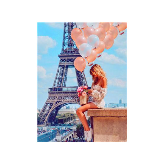 Картина за номерами "Дівчинка з повітряними кульками" 40 * 50см, крас.-акрил, кисть-3шт. (RA3627)