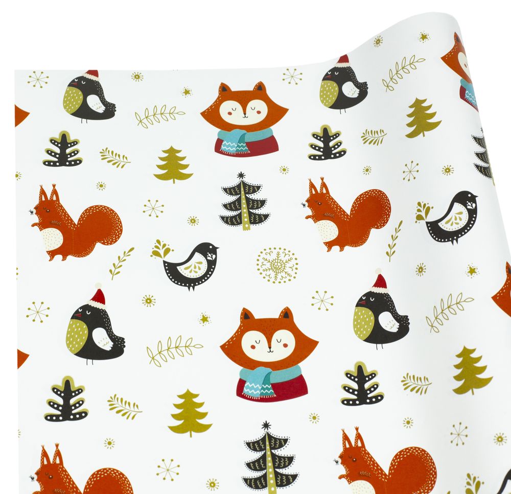 Папір подар-й офсет 50г. Новорічні мешканці лісу; 1000х700 (10 аркушів) Чехія (PCZ10070-10-374)