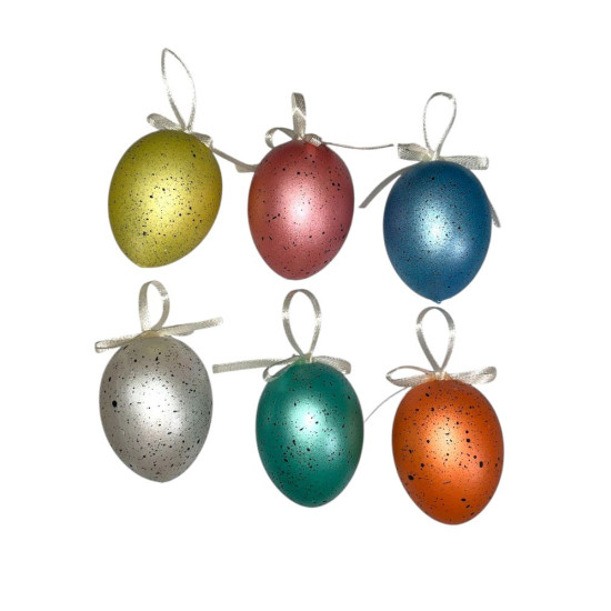 Набір великодніх яєць 6 х 4,5см "Барвисті"- 6шт з стрічкою (L00148)